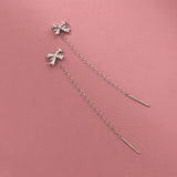 Davis Girls 925 Silver Butterfly Tassel Earring CZ Stud Women Wedding DS3941