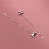 Davis Girls 925 Silver Butterfly Tassel Earring CZ Stud Women Wedding DS3941