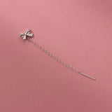 Davis Girls 925 Silver Butterfly Tassel Earring CZ Stud Women Wedding DS3941