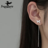 Davis Girls 925 Silver Butterfly Tassel Earring CZ Stud Women Wedding DS3941