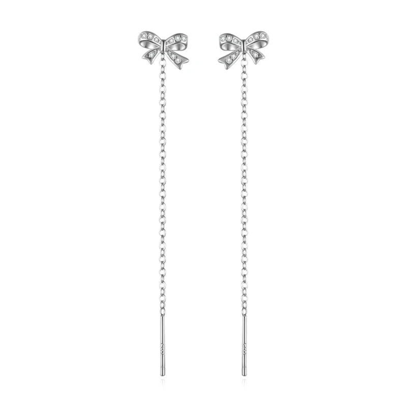 Davis Girls 925 Silver Butterfly Tassel Earring CZ Stud Women Wedding DS3941