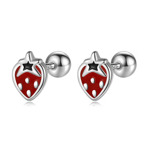 Davis Girls 925 Silver Strawberry Lemon Stud Earrings DS4149