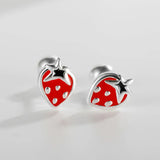 Davis Girls 925 Silver Strawberry Lemon Stud Earrings DS4149