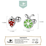 Davis Girls 925 Silver Strawberry Lemon Stud Earrings DS4149