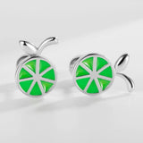 Davis Girls 925 Silver Strawberry Lemon Stud Earrings DS4149