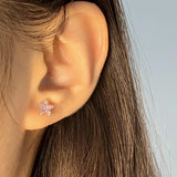 Davis Girls 925 Silver Star CZ Screw Stud Earrings DS4122