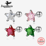 Davis Girls 925 Silver Star CZ Screw Stud Earrings DS4122