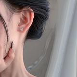 TrustDavis Sterling Silver Cross Moon CZ Stud Earrings