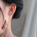 TrustDavis Sterling Silver Cross Moon CZ Stud Earrings