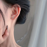 TrustDavis Sterling Silver Cross Moon CZ Stud Earrings