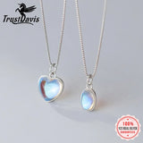 TrustDavis 925 Silver Sweet Heart Necklace Lady Girls Birthday Gift