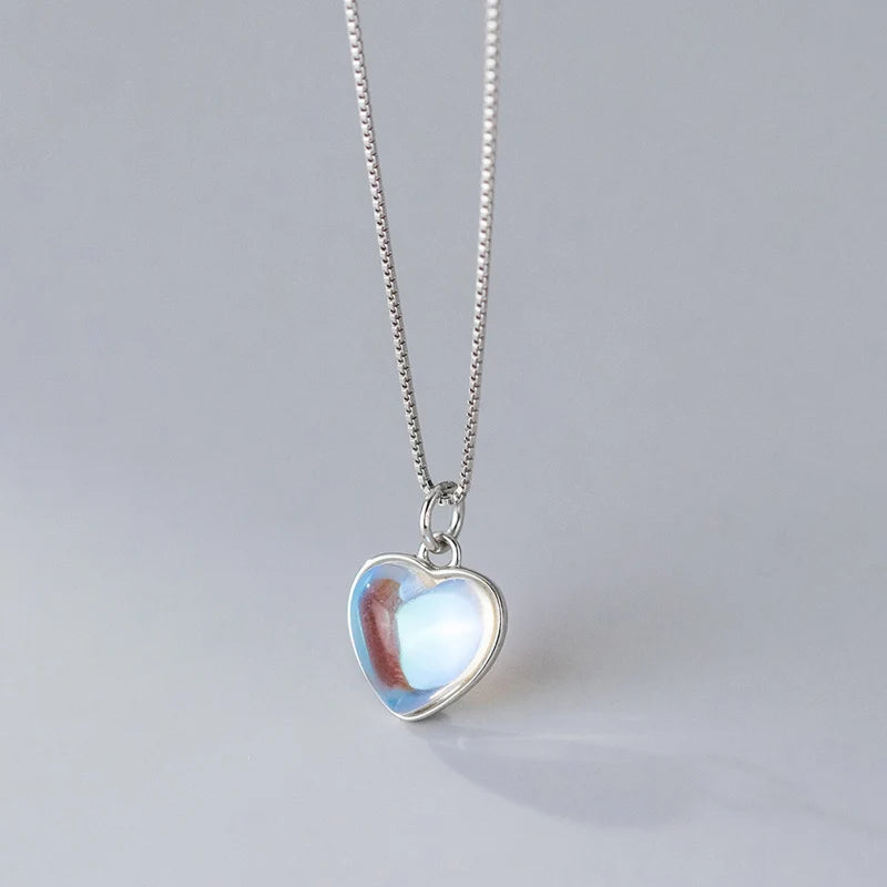TrustDavis 925 Silver Sweet Heart Necklace Lady Girls Birthday Gift