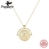 TrustDavis Coin Necklace 925 Sterling Silver Pendant Women Necklace Gift