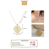 TrustDavis Coin Necklace 925 Sterling Silver Pendant Women Necklace Gift