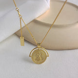 TrustDavis Coin Necklace 925 Sterling Silver Pendant Women Necklace Gift