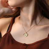TrustDavis Coin Necklace 925 Sterling Silver Pendant Women Necklace Gift