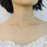 TrustDavis 925 Sterling Silver Heart Choker Necklace Link Chain Romantic Charm