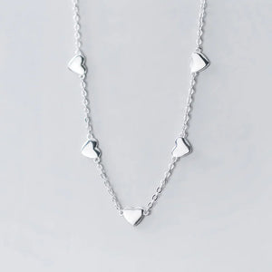 TrustDavis 925 Sterling Silver Heart Choker Necklace Link Chain Romantic Charm