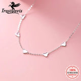 TrustDavis 925 Sterling Silver Heart Choker Necklace Link Chain Romantic Charm