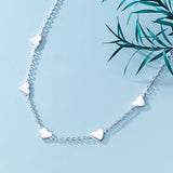 TrustDavis 925 Sterling Silver Heart Choker Necklace Link Chain Romantic Charm