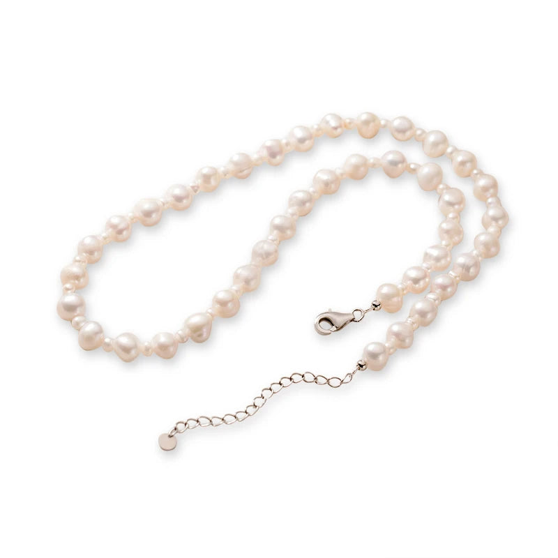 TrustDavis 925 Silver 7mm Freshwater Pearl Necklace For Women Wedding