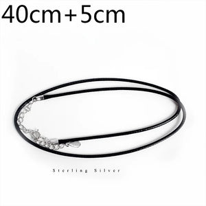 TrustDavis 925 Sterling Silver DIY Leather Cord Short Necklace For Women