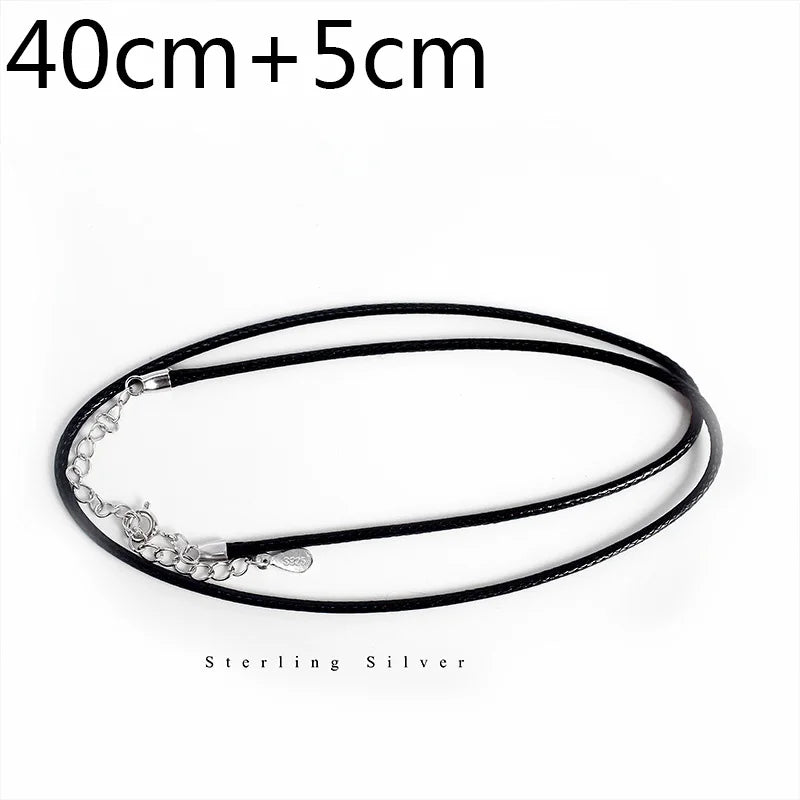 TrustDavis 925 Sterling Silver DIY Leather Cord Short Necklace For Women