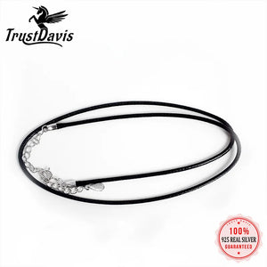 TrustDavis 925 Sterling Silver DIY Leather Cord Short Necklace For Women