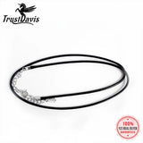 TrustDavis 925 Sterling Silver DIY Leather Cord Short Necklace For Women