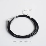 TrustDavis 925 Sterling Silver DIY Leather Cord Short Necklace For Women