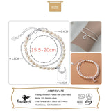 TrustDavis Double Layer Pearl Moon Chain Bracelet