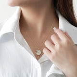 TrustDavis 925 Silver Shell CZ Letter Pendant Necklace For Women