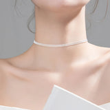 TrustDavis 925 Silver Beads Chain Choker Short Necklace Women Wedding S925 D1212