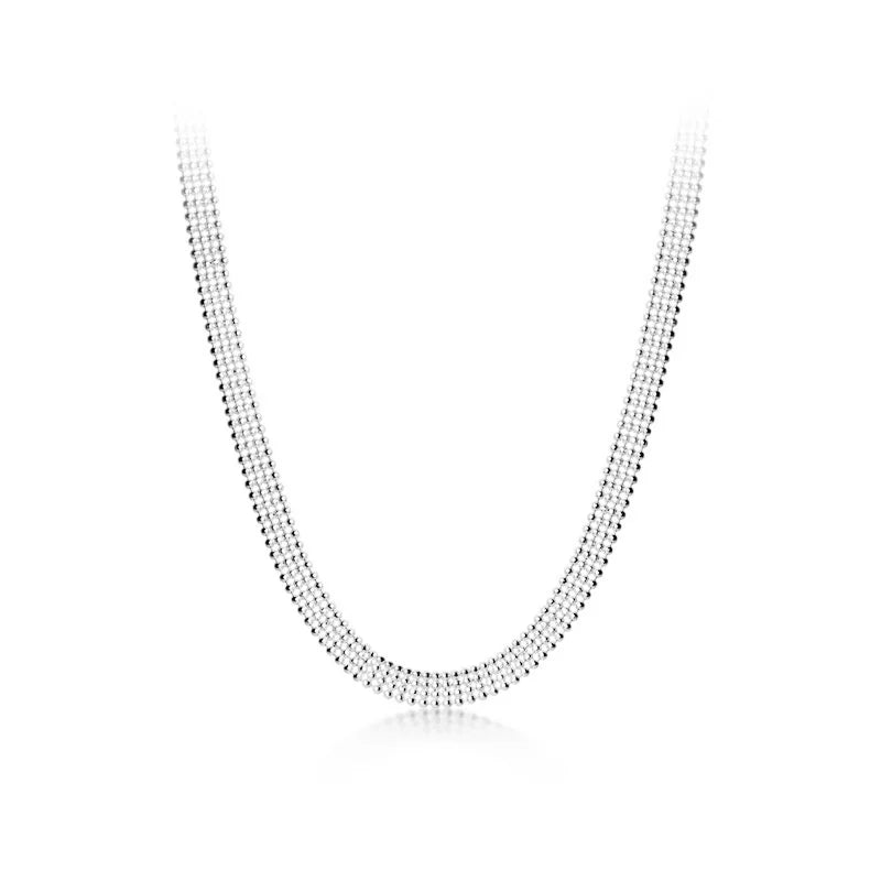 TrustDavis 925 Silver Beads Chain Choker Short Necklace Women Wedding S925 D1212