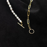 TrustDavis 925 Sterling Silver Freshwater Pearl Chain Necklace For Women