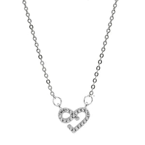 TrustDavis 925 Silver Infinity Love CZ Pendant Necklace For Women