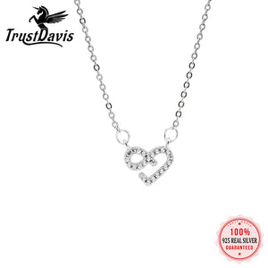 TrustDavis 925 Silver Infinity Love CZ Pendant Necklace For Women