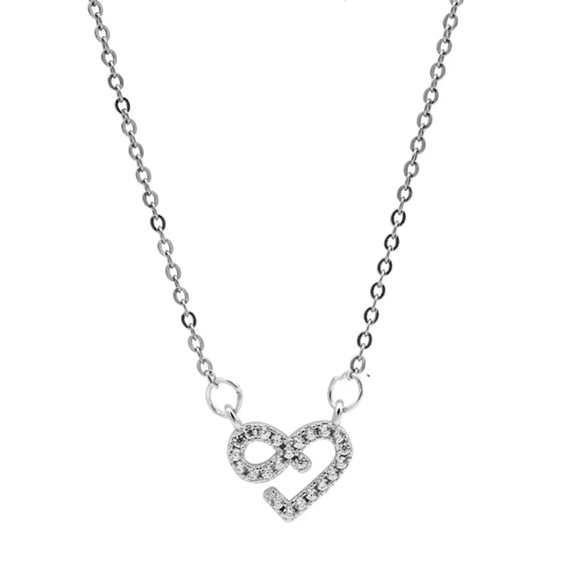 TrustDavis 925 Silver Infinity Love CZ Pendant Necklace For Women