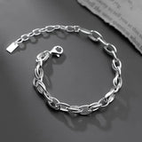 TrustDavis 925 Sterling Silver Ellipse Chain Bracelet Wedding Jewelry DB086