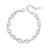 TrustDavis 925 Sterling Silver Ellipse Chain Bracelet Wedding Jewelry DB086