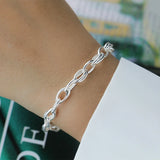 TrustDavis 925 Sterling Silver Ellipse Chain Bracelet Wedding Jewelry DB086