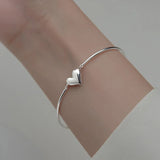 TrustDavis 925 Sterling Silver Romantic Heart Bend Bracelet For Women
