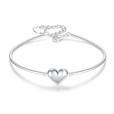 TrustDavis 925 Sterling Silver Romantic Heart Bend Bracelet For Women