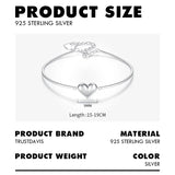 TrustDavis 925 Sterling Silver Romantic Heart Bend Bracelet For Women