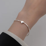 TrustDavis 925 Silver Heart Bracelet Romantic Wedding Fine Jewelry