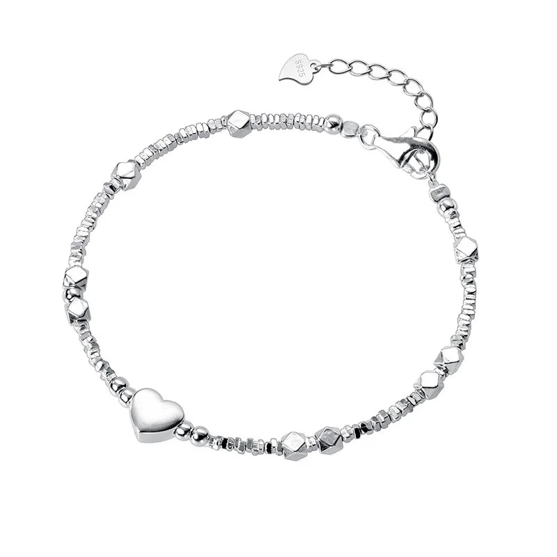 TrustDavis 925 Silver Heart Bracelet Romantic Wedding Fine Jewelry