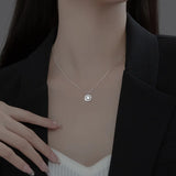 TrustDavis 925 Silver Cross Zircon Choker Necklace Wedding Jewelry