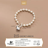TrustDavis 925 Silver Freshwater Pearl Heart Bracelet Wedding Jewelry