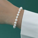 TrustDavis 925 Silver Freshwater Pearl Heart Bracelet Wedding Jewelry