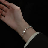 TrustDavis 925 Sterling Silver Elastic Balls Bracelets for Women DS3428